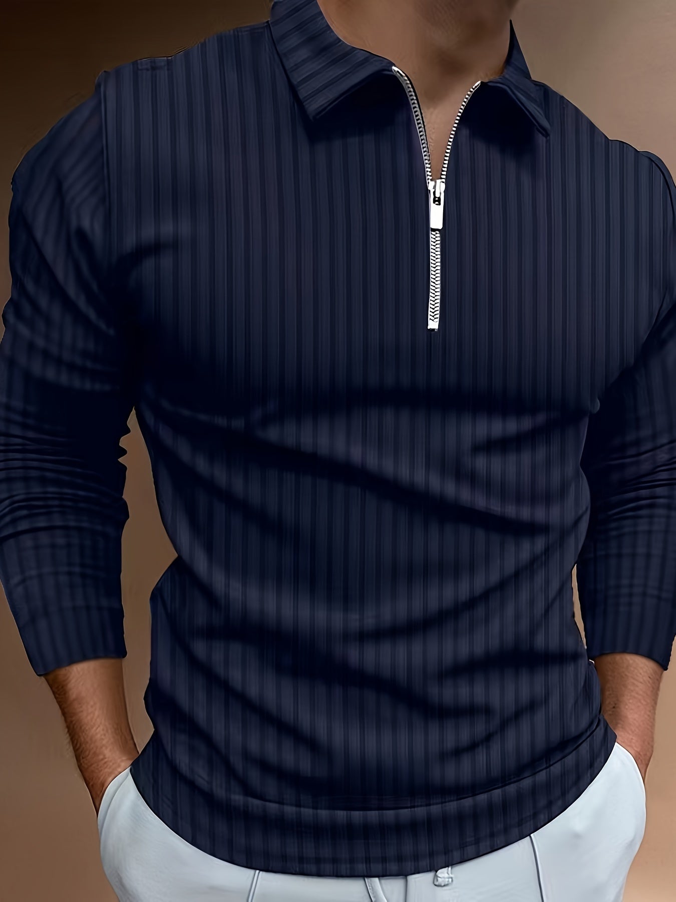 Kewin Shirt | Men's Ribbed Long Sleeve Polo Shirt for Autumn