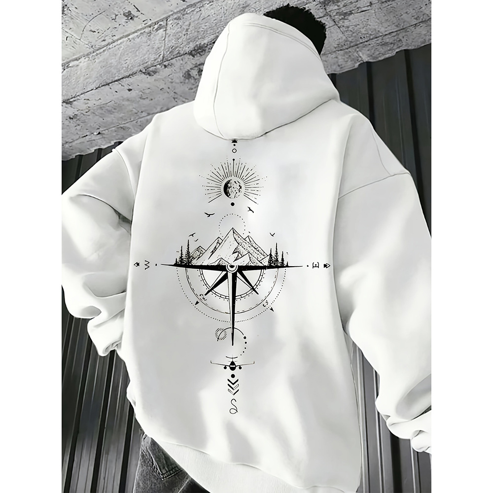 Livingston Men’s Hoodie | Hoodie with Compass Print for Autumn