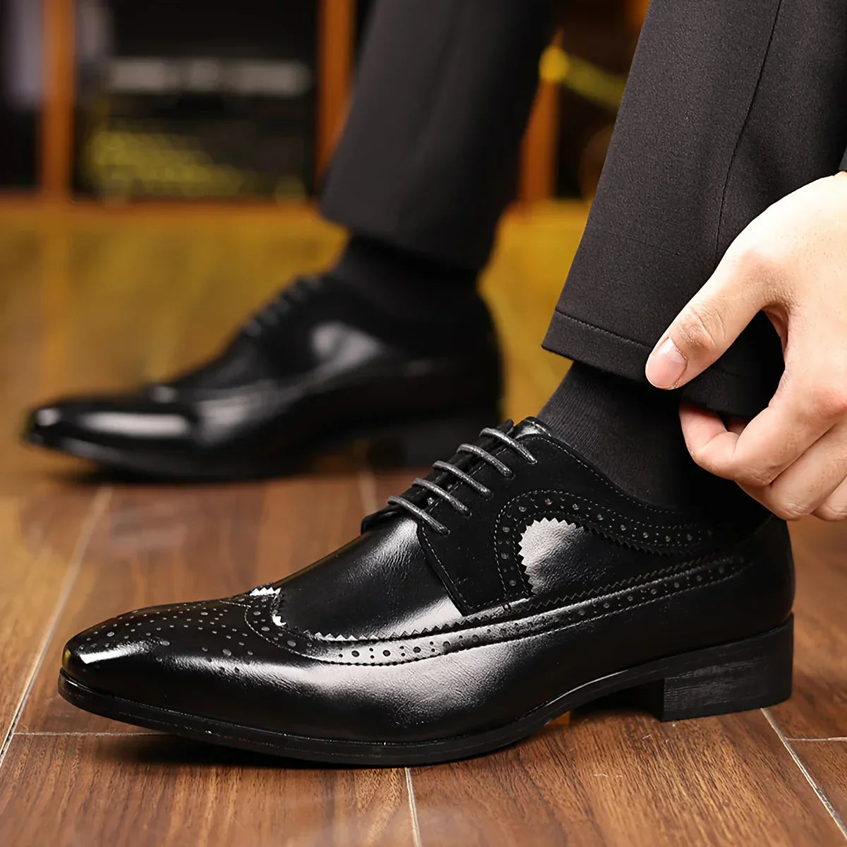 Kavan Dress Shoes | Men's Black Leather Formal Oxford Footwear