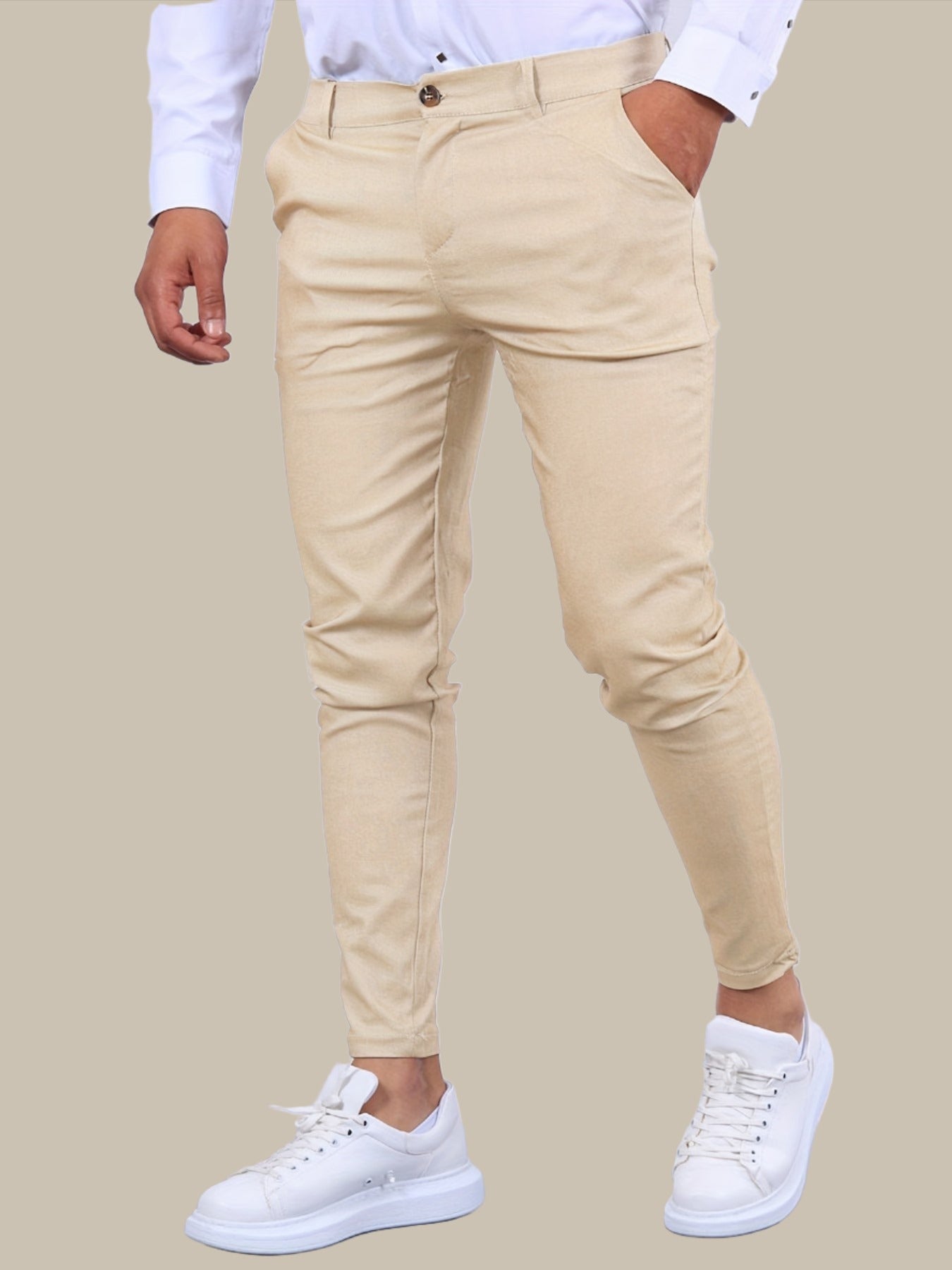 Janoah Men’s Trousers | Stretch Skinny Trousers with Zip Fly, Belt Loops, and Pockets for Autumn
