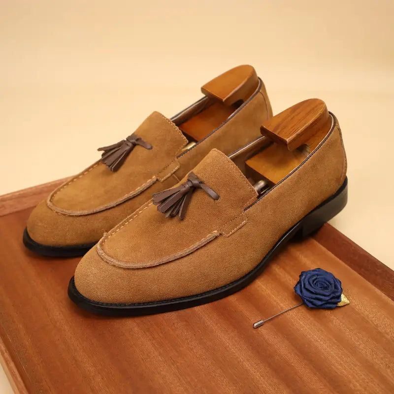 Kellan Loafers | Men's Leather Vintage Fringed Slip-On Shoes