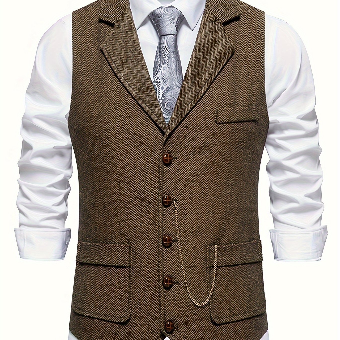 Keefe Vest | Men's Retro Herringbone Vest
