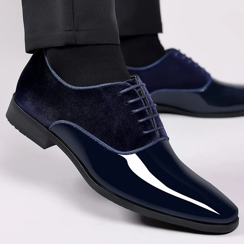 Kaden Dress Shoes | Men's Autumn Patent Leather & Velvet Shoes