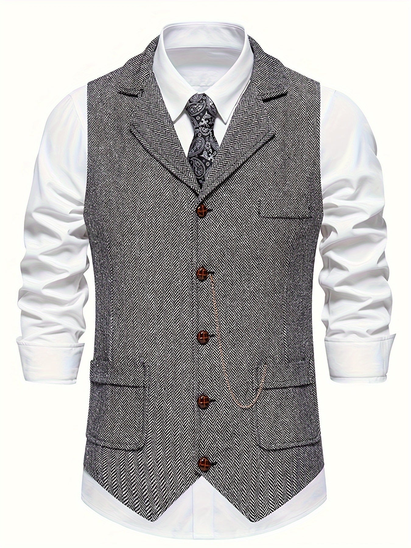 Keefe Vest | Men's Retro Herringbone Vest
