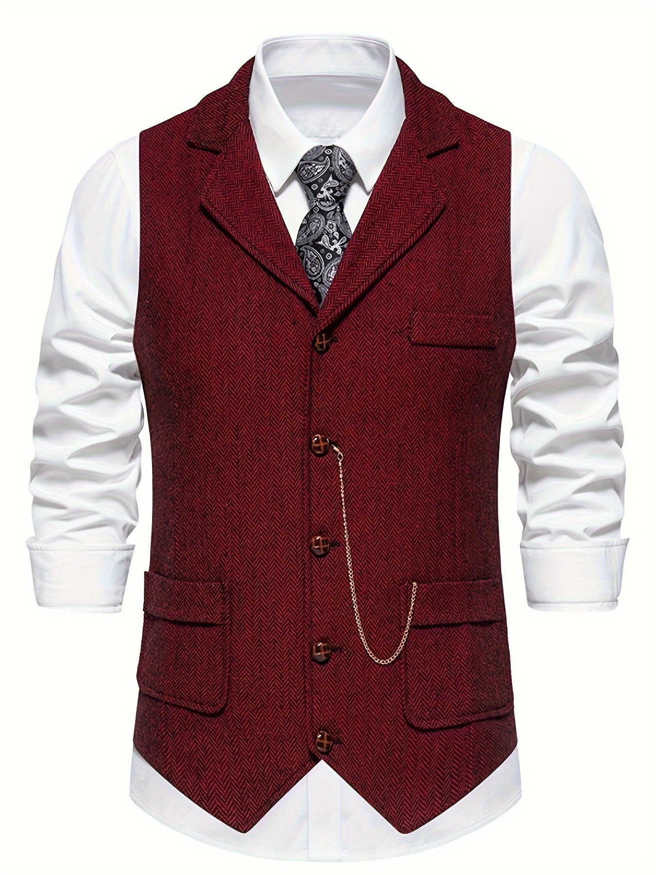 Keefe Vest | Men's Retro Herringbone Vest