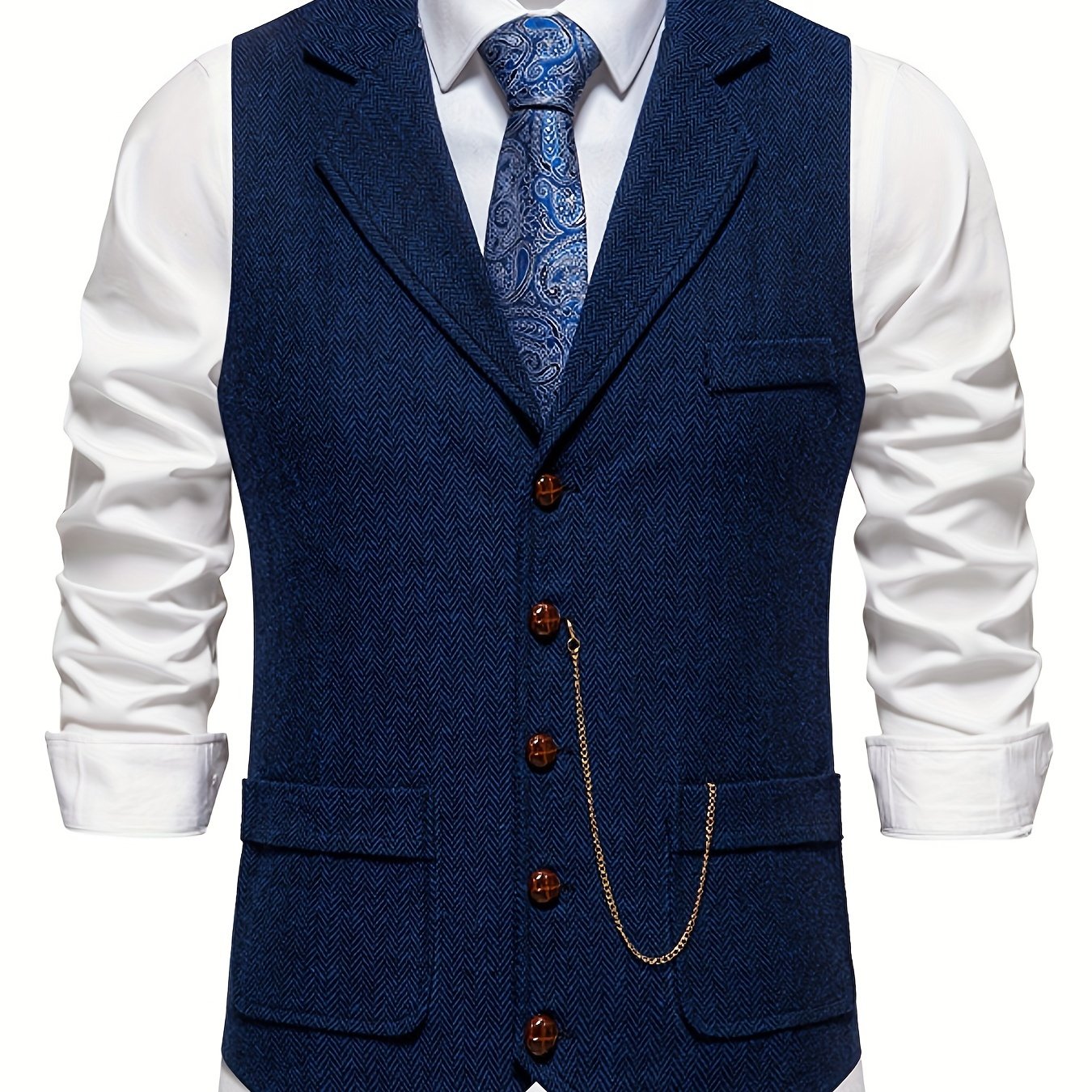Keefe Vest | Men's Retro Herringbone Vest