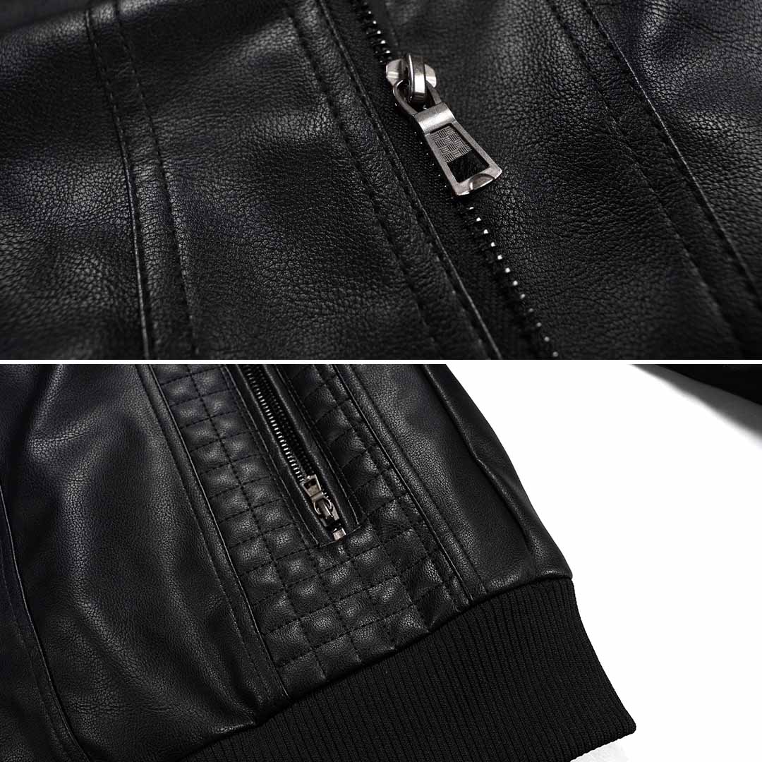 Jabari Men’s Jacket | Motorcycle-Style Jacket with Multi-Pockets and Crochet Detailing for Autumn