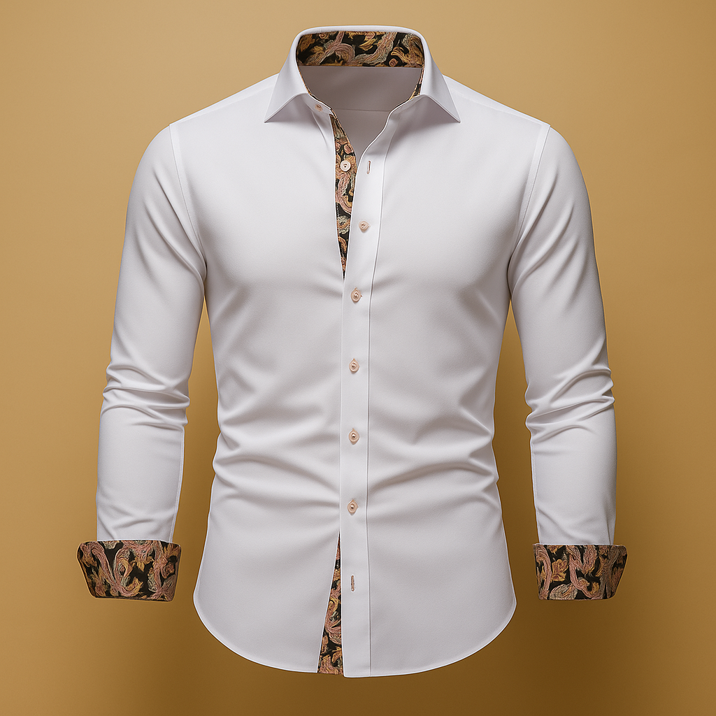 Karsten Dress Shirt | Men's Autumn Slim Fit with Patterned Inner Collar