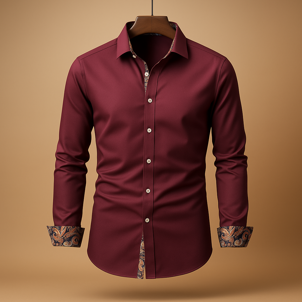 Karsten Dress Shirt | Men's Autumn Slim Fit with Patterned Inner Collar
