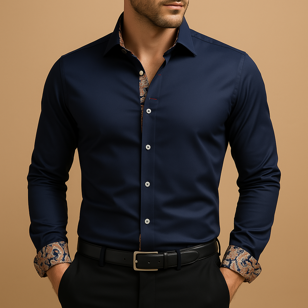 Karsten Dress Shirt | Men's Autumn Slim Fit with Patterned Inner Collar