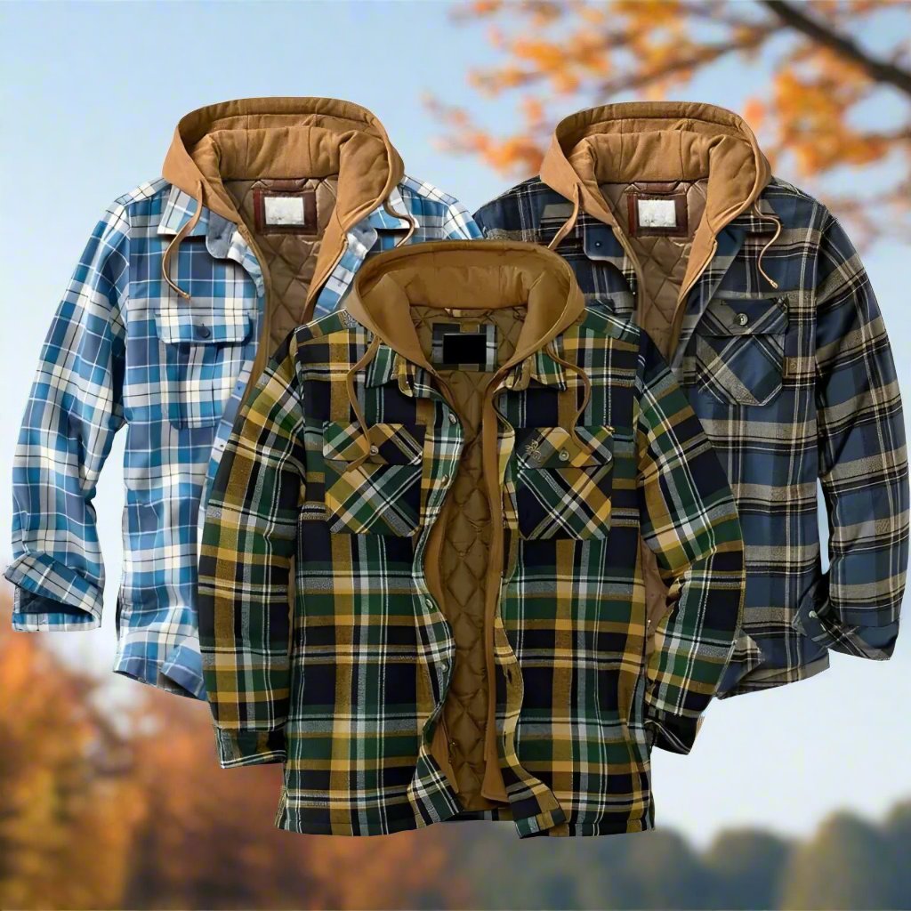 Lemuel Men’s Jacket | Hooded Checkered Jacket for Winter