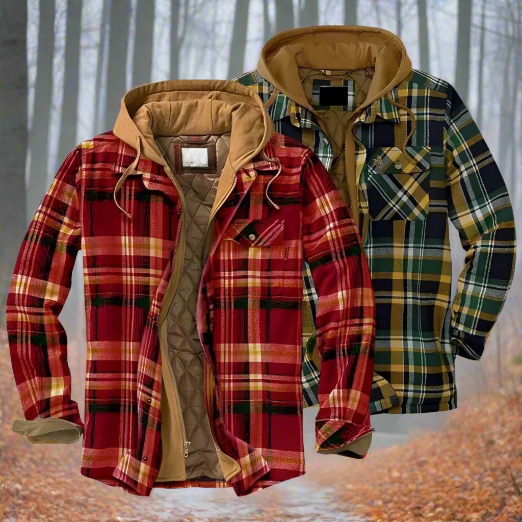 Lemuel Men’s Jacket | Hooded Checkered Jacket for Winter