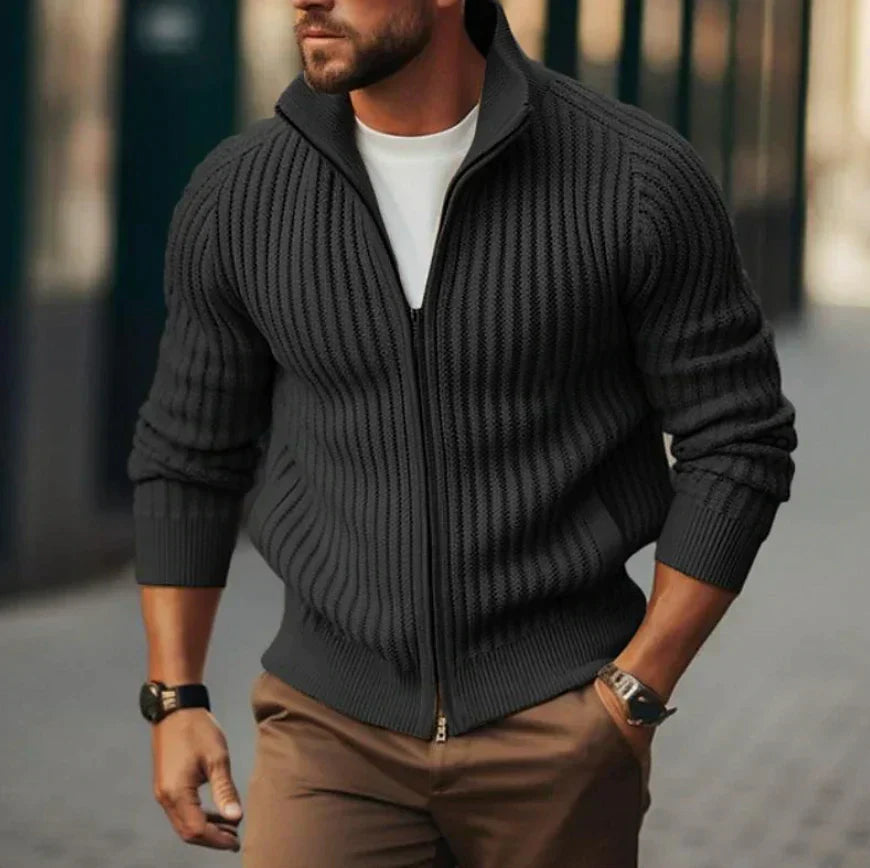 Lennie Men’s Jumper | Ribbed Zip-Up Sweater for Autumn