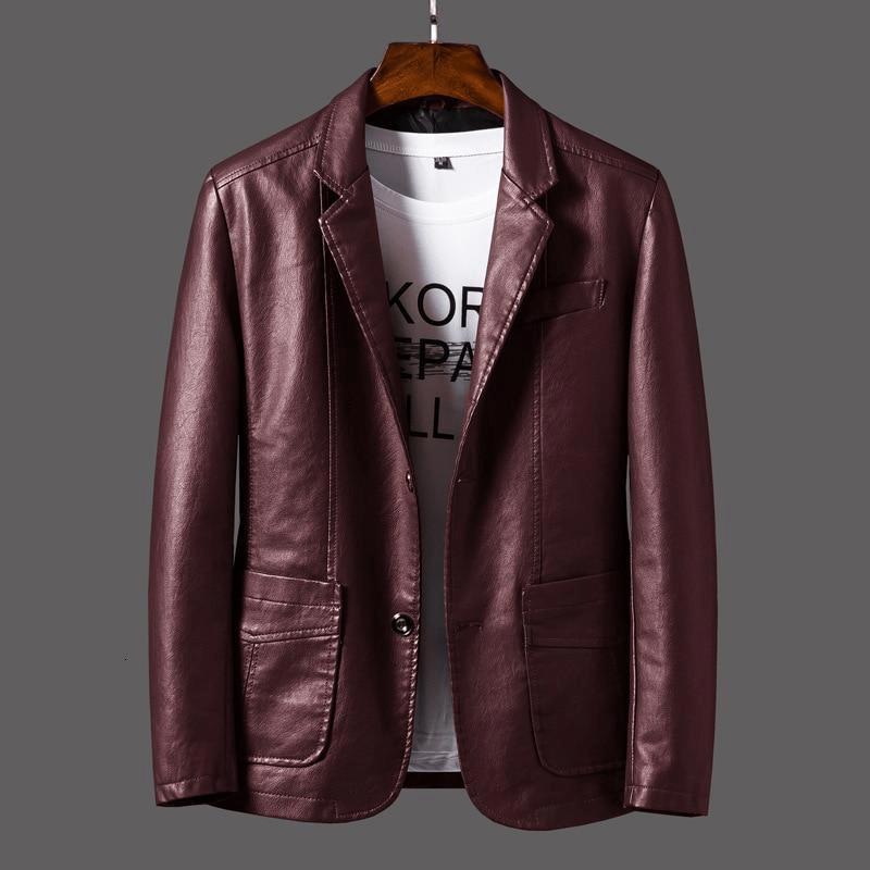 Leonardo Men’s Blazer | Button-Up Leather Blazer for Autumn