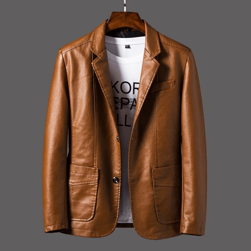 Leonardo Men’s Blazer | Button-Up Leather Blazer for Autumn