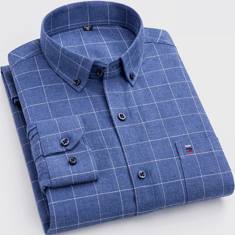 Kalvin Shirt | Men's Autumn Long Sleeve Plaid Button-Up Shirt
