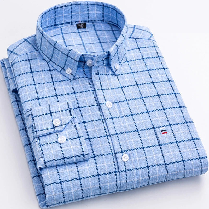 Kalvin Shirt | Men's Autumn Long Sleeve Plaid Button-Up Shirt