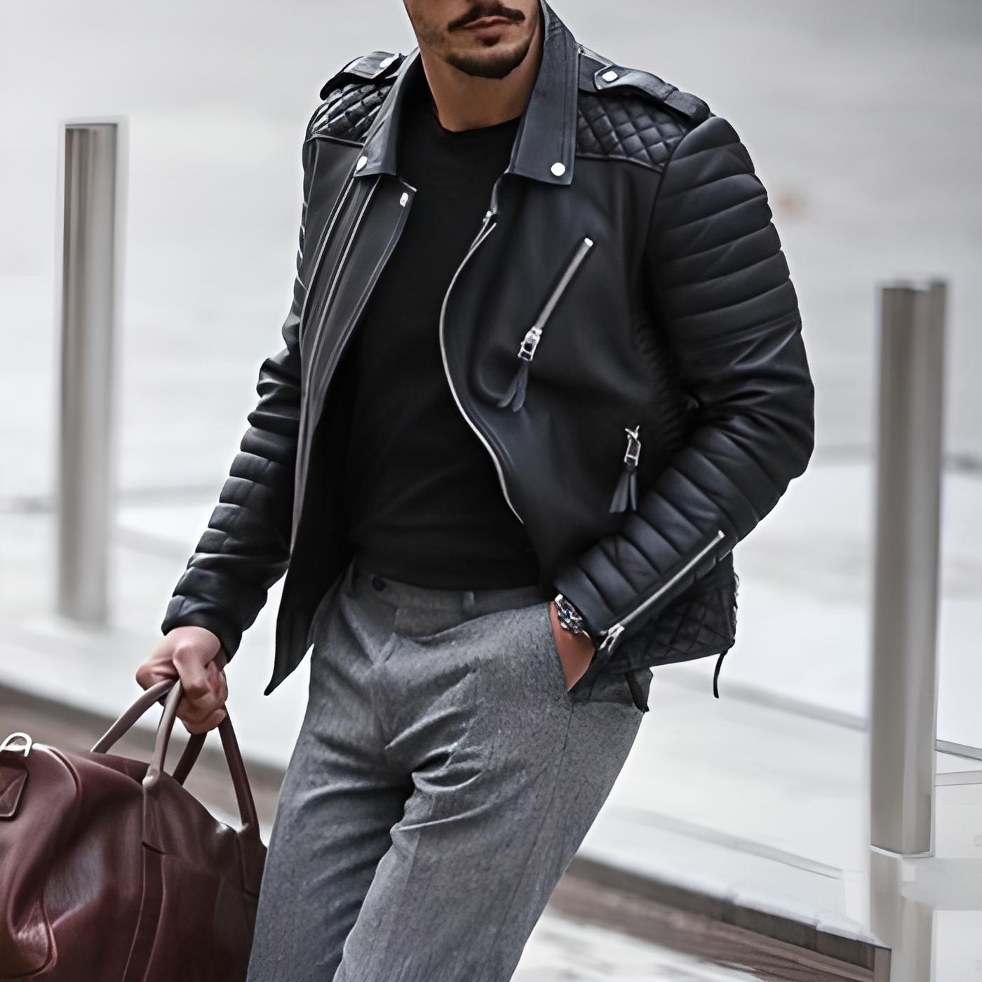 Karel Leather Jacket | Men's Autumn Slim Fit Biker Jacket