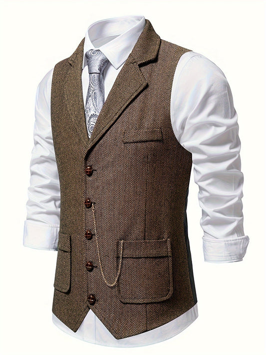 Keefe Vest | Men's Retro Herringbone Vest