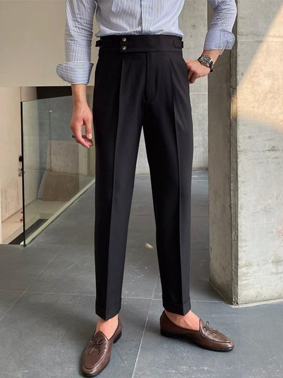 Kelvin Pants | Men's Autumn High Waist Straight-Leg Draped Trousers