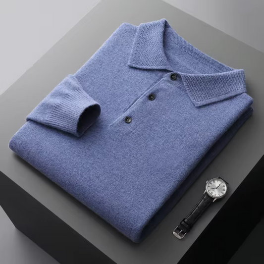 Jace Men’s Sweater | Knitted Polo Sweater with Collar and Button Placket for Autumn
