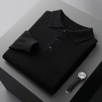 Jace Men’s Sweater | Knitted Polo Sweater with Collar and Button Placket for Autumn