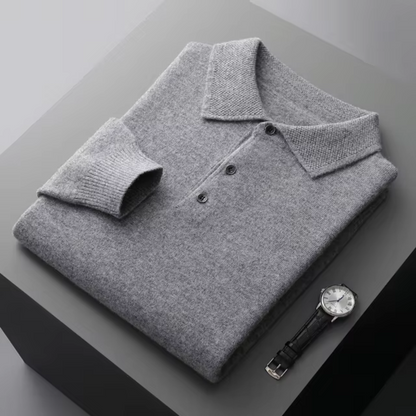 Jace Men’s Sweater | Knitted Polo Sweater with Collar and Button Placket for Autumn