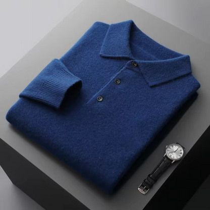 Jace Men’s Sweater | Knitted Polo Sweater with Collar and Button Placket for Autumn