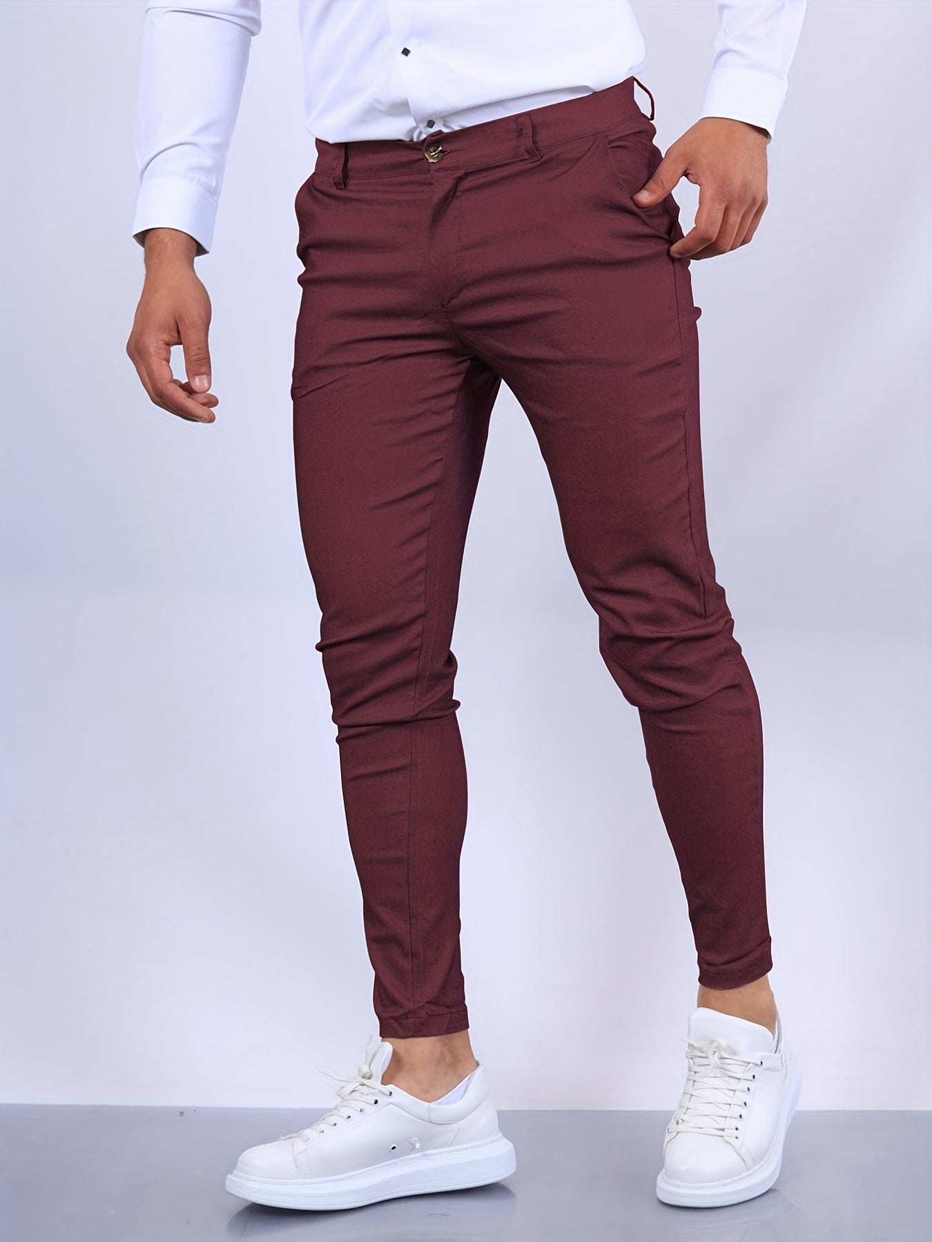 Janoah Men’s Trousers | Stretch Skinny Trousers with Zip Fly, Belt Loops, and Pockets for Autumn