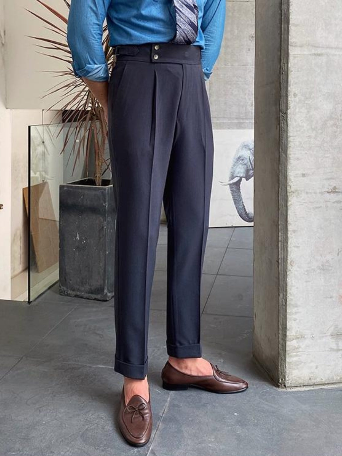 Kelvin Pants | Men's Autumn High Waist Straight-Leg Draped Trousers