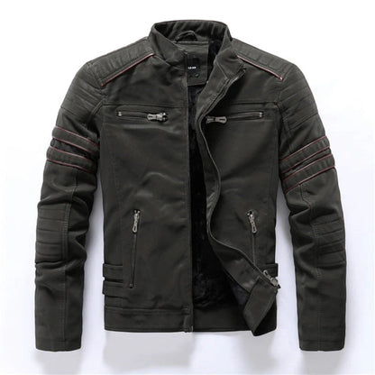 Jamahl Men’s Jacket | Motorcycle-Style Jacket with Zip Fastening and Stand Collar for Autumn