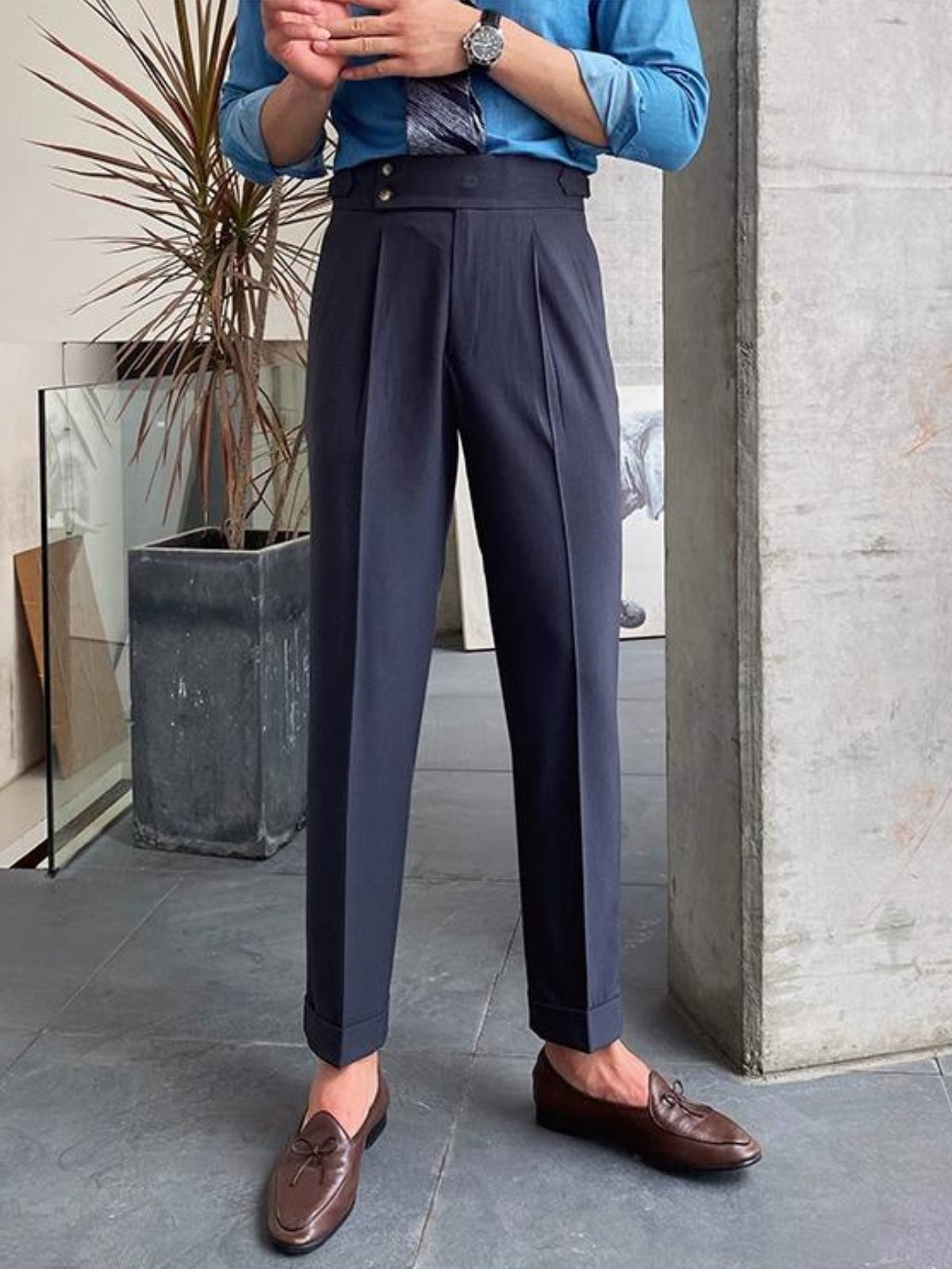 Kelvin Pants | Men's Autumn High Waist Straight-Leg Draped Trousers
