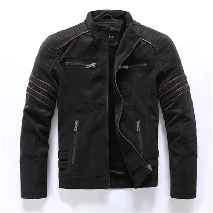 Jamahl Men’s Jacket | Motorcycle-Style Jacket with Zip Fastening and Stand Collar for Autumn