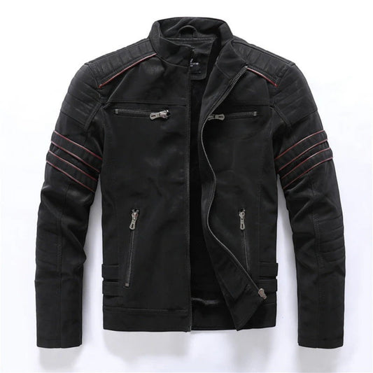 Jamahl Men’s Jacket | Motorcycle-Style Jacket with Zip Fastening and Stand Collar for Autumn
