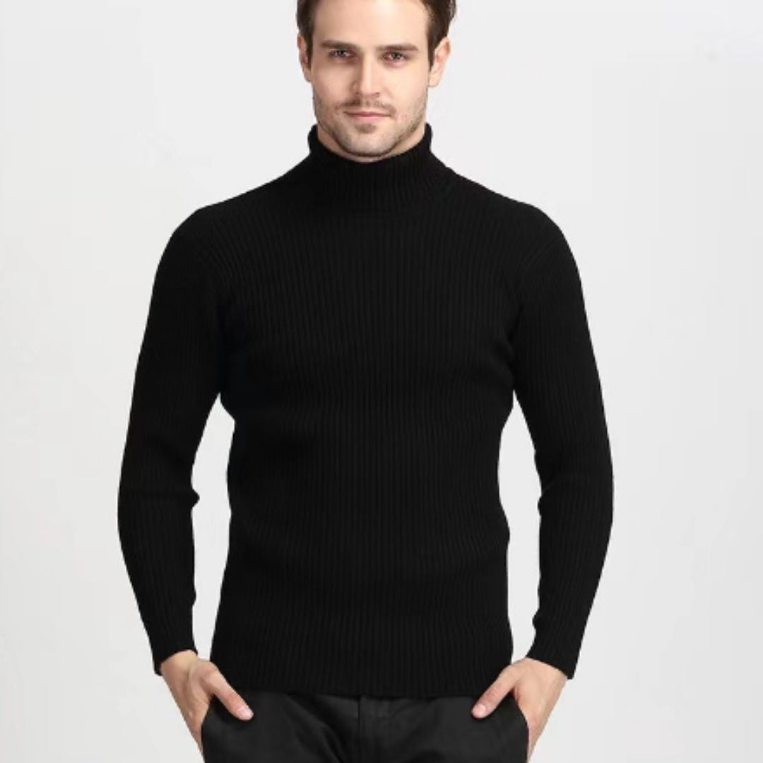 Matthew Men's Turtleneck Pullover | Ribbed Knit Pullover for Winter