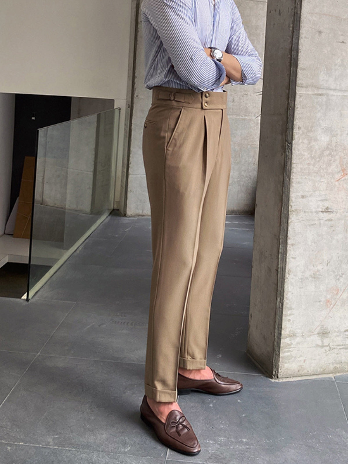 Kelvin Pants | Men's Autumn High Waist Straight-Leg Draped Trousers