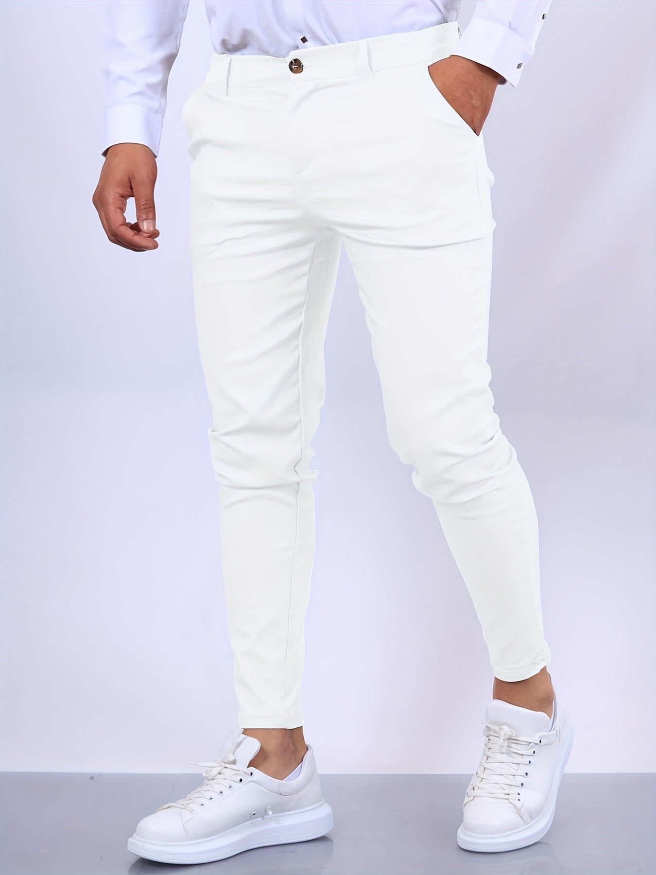 Janoah Men’s Trousers | Stretch Skinny Trousers with Zip Fly, Belt Loops, and Pockets for Autumn