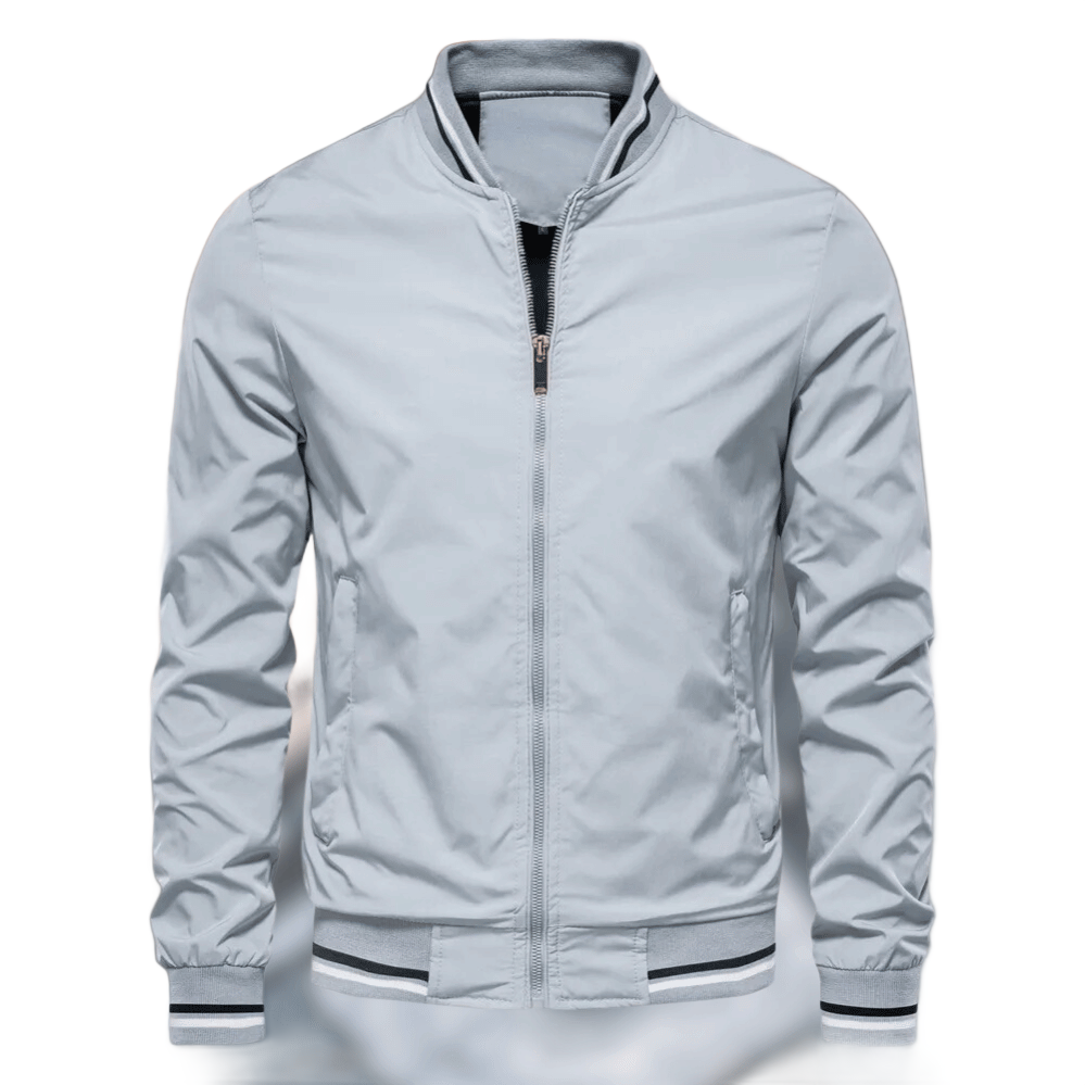 Jaron Men’s Jacket | Bomber Jacket with Zip Fastening, Ribbed Striped Collar and Cuffs for Autumn