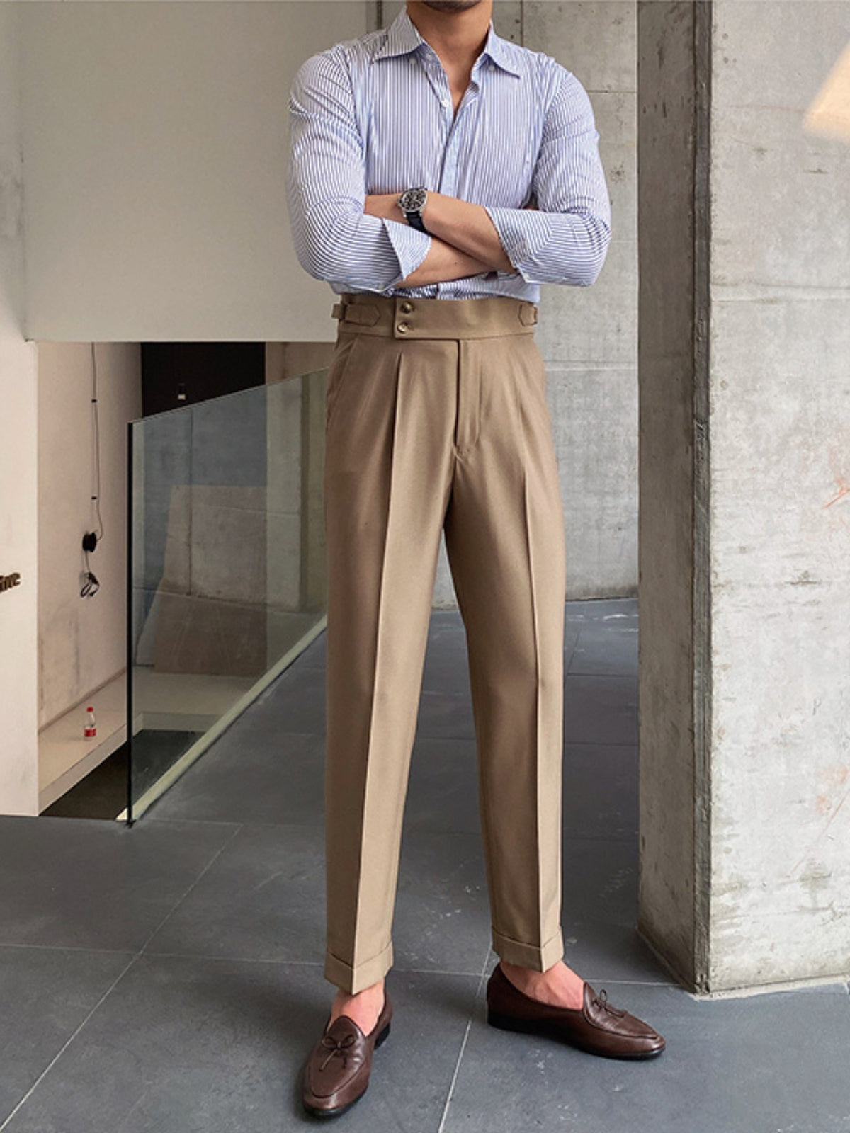 Kelvin Pants | Men's Autumn High Waist Straight-Leg Draped Trousers