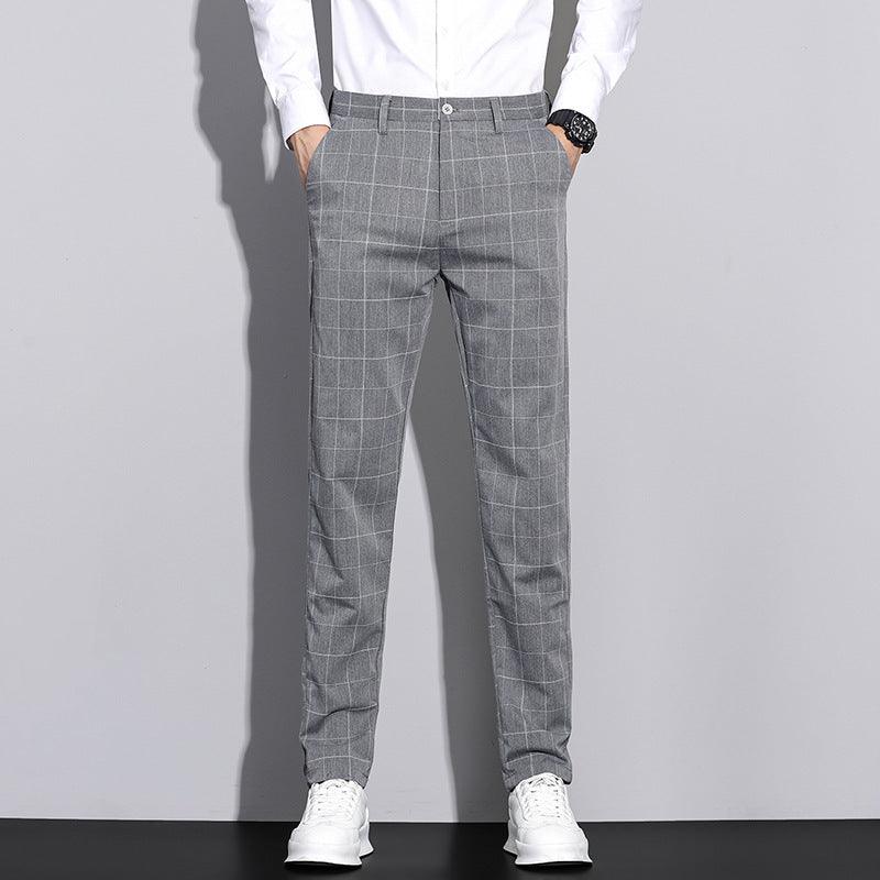 Kai Men’s Trousers | Slim Fit Checked Straight-Leg Trousers for Autumn