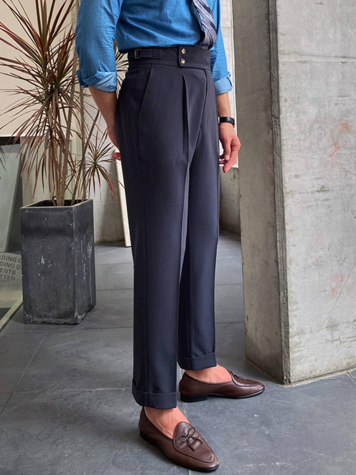 Kelvin Pants | Men's Autumn High Waist Straight-Leg Draped Trousers