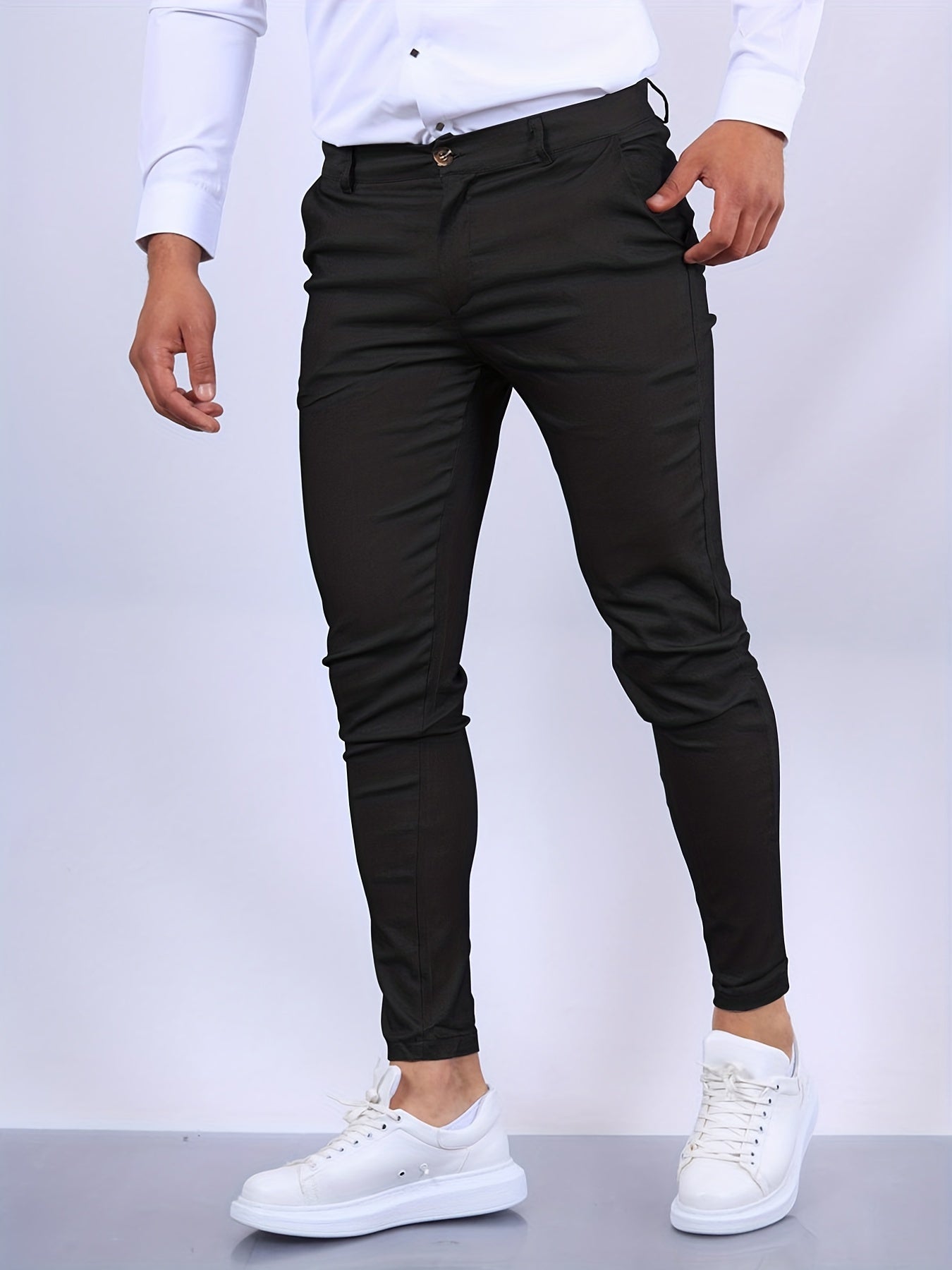 Janoah Men’s Trousers | Stretch Skinny Trousers with Zip Fly, Belt Loops, and Pockets for Autumn