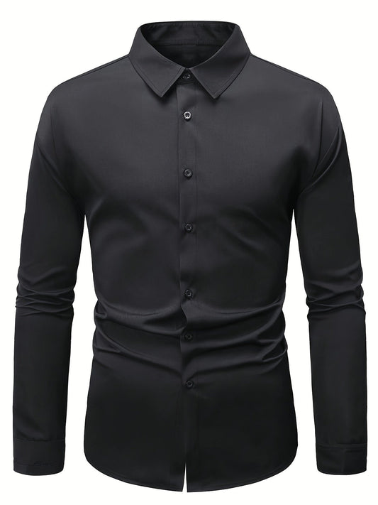Kavon Dress Shirt | Men's Plain shirt with Notch Lapel Collar