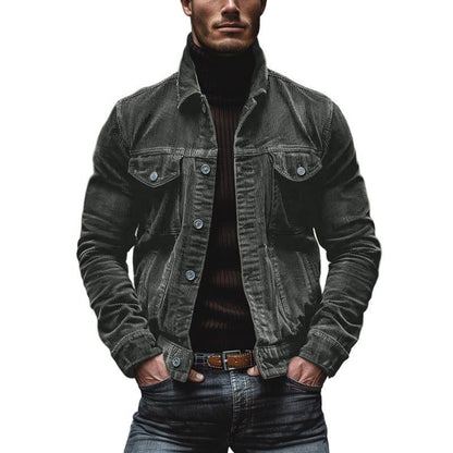 Jalenzo Men’s Jacket | Corduroy Button-Up Jacket with Chest Pockets and Shirt Collar for Autumn