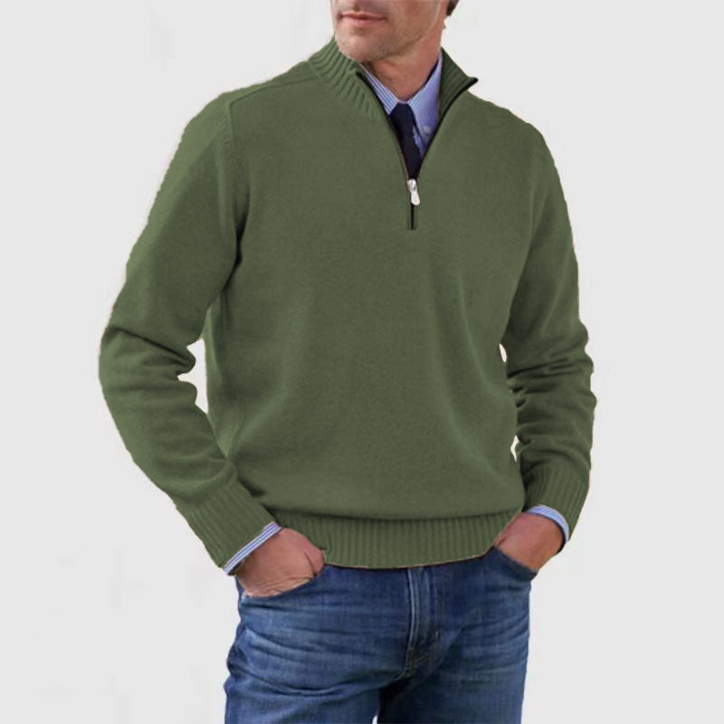 Jahmal  Men’s Jumper | Half-Zip High Collar Knitted Jumper with Long Sleeves for Autumn