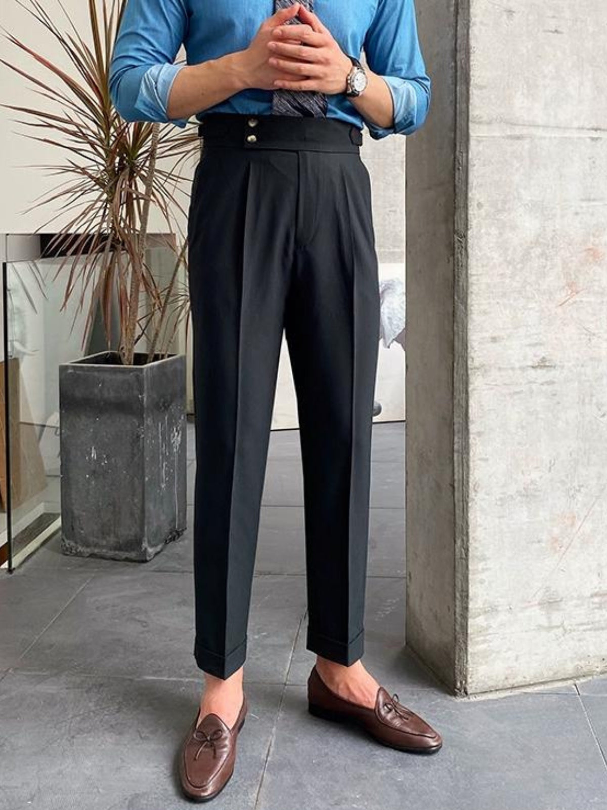 Kelvin Pants | Men's Autumn High Waist Straight-Leg Draped Trousers