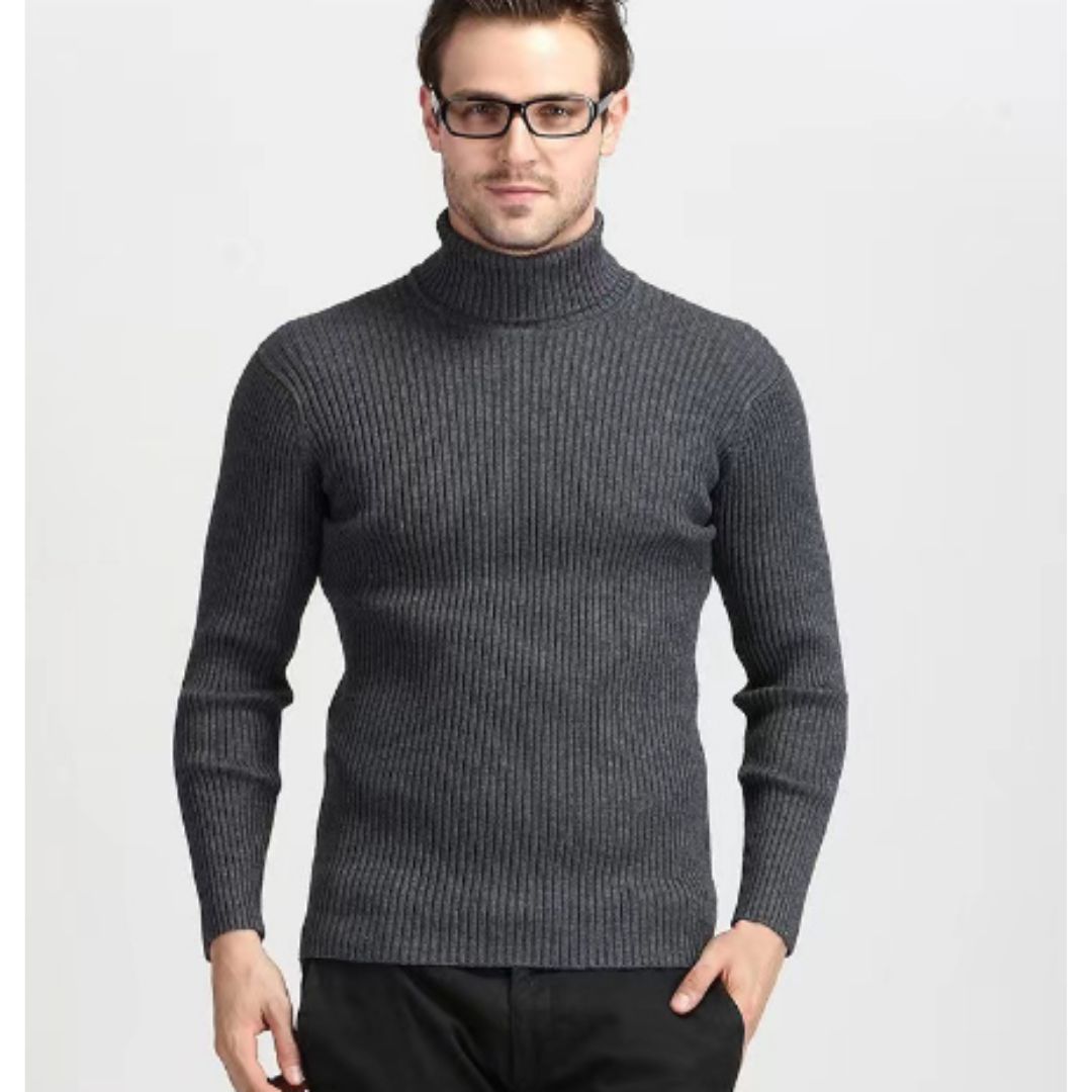 Matthew Men's Turtleneck Pullover | Ribbed Knit Pullover for Winter