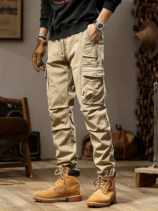 Jasim Men’s Trousers | Multi-Pocket Cargo Trousers with Belt Loops and Straight-Leg Fit for Autumn