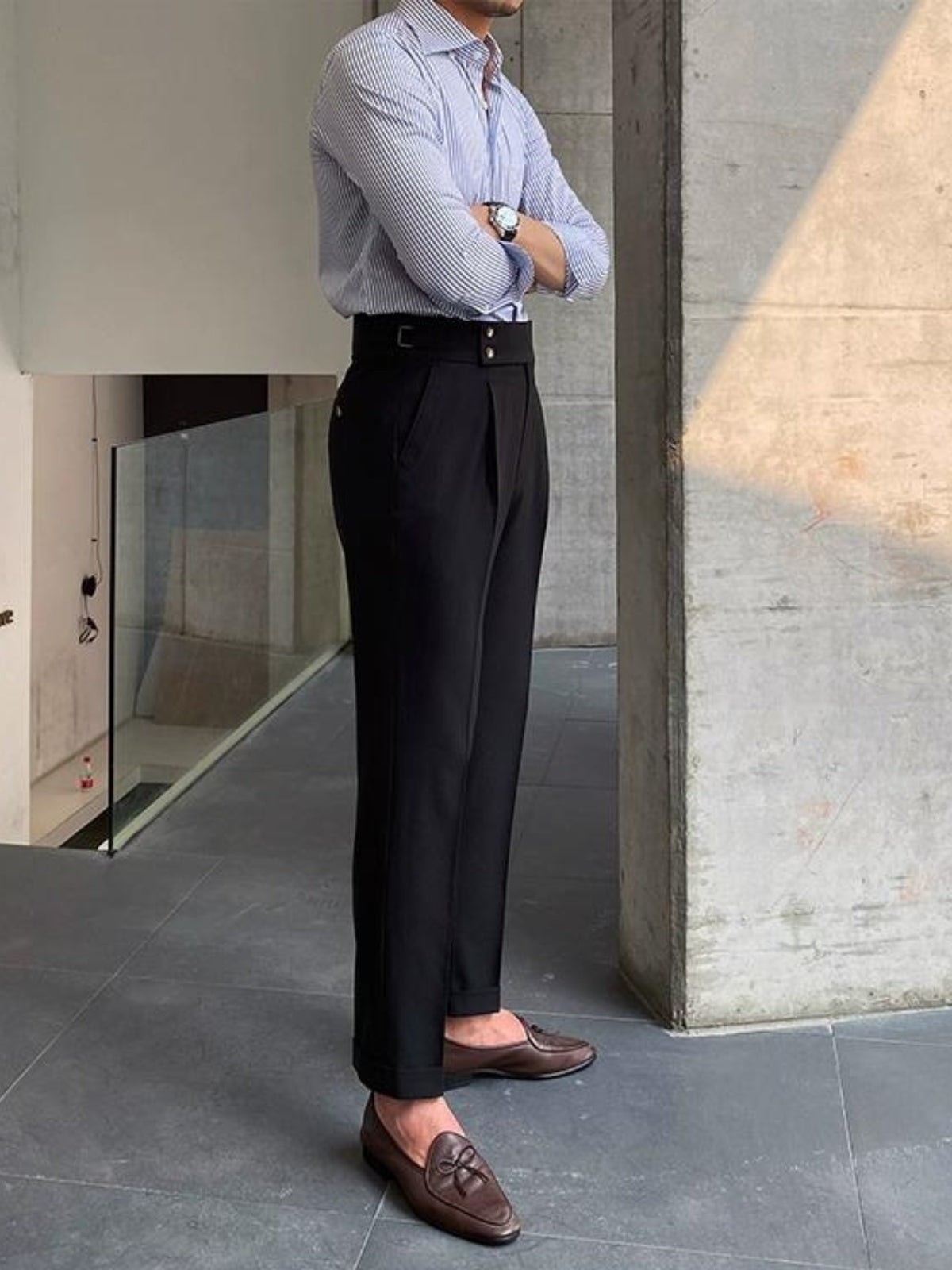 Kelvin Pants | Men's Autumn High Waist Straight-Leg Draped Trousers