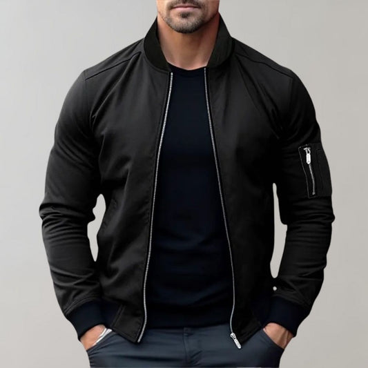 Alexander Bomber Jacket | Men's Ribbed Collar Zip-Up Bomber